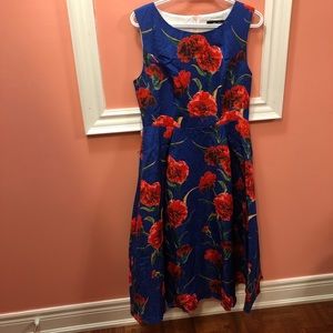 COPY - Jacquard Tea Length Floral Dress